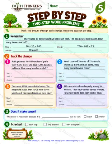 5th Grade math worksheet — Word Problems Practice 6