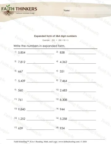 3rd Grade math worksheet — Expanded and Standard Form. Expanded Form Oya (Practice 2)