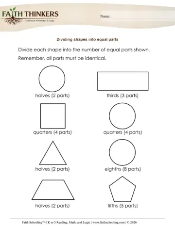 Dividing Shapes into Equal Parts