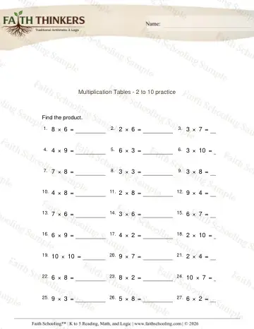 4th Grade math worksheet — Multiplication Facts and Drills. Multiplication Table 4