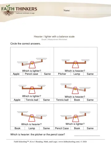 Grade 2 Math: Reading Scales Instruments — worksheet preview