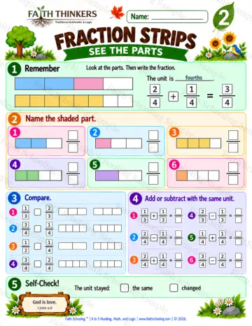 2nd Grade math worksheet — Fractions Practice 4