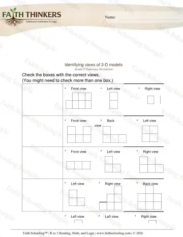 5th Grade math worksheet — 2D and 3D Shapes. Geometry 3d Models 2