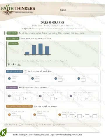 Kindergarten math worksheet — Data (Practice 6)