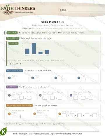 Kindergarten math worksheet — Data (Practice 4)