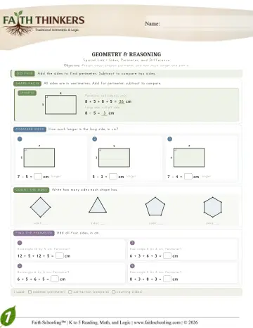 Grade 1 Math: Geometry — worksheet preview