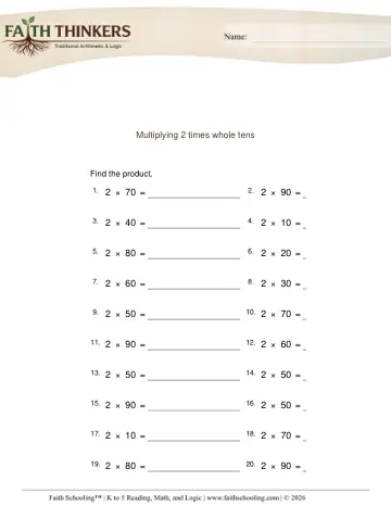 Multiply 2 Times Whole Tens 1