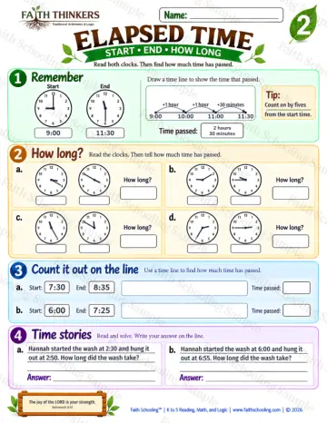 2nd Grade math worksheet — Elapsed Time Practice 7