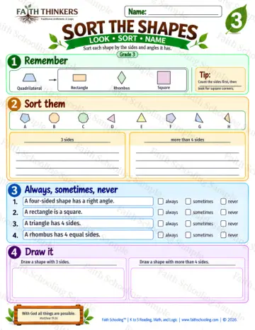 3rd Grade math worksheet — Polygons and Classifying Shapes Practice 7