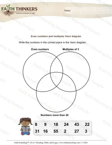 3rd Grade math worksheet — Venn Diagrams 8