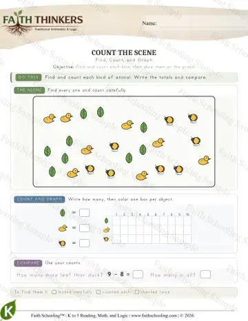Kindergarten math worksheet — Interactive & Puzzles - Countscene (Practice 2)