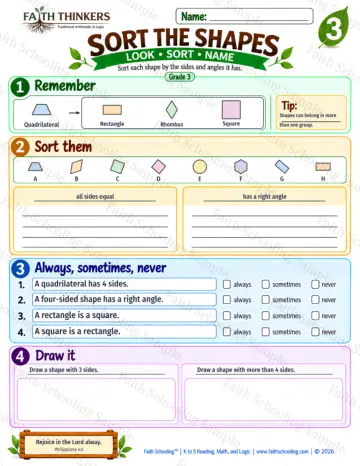 3rd Grade math worksheet — Polygons and Classifying Shapes Practice 6