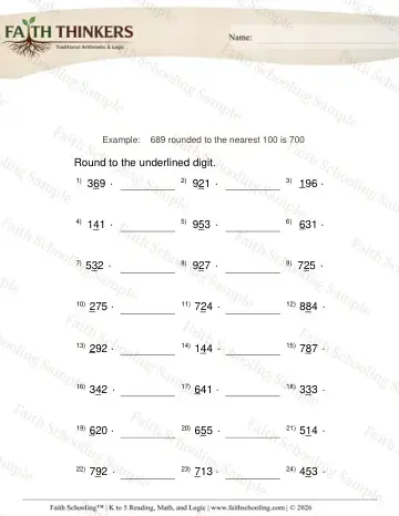 2nd Grade math worksheet — Rounding to the Nearest Ten and Hundred. Round 3 Digit Numbers Mixed 3