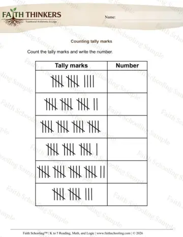 1st Grade math worksheet — Tally and Frequency. Tally Marks 2