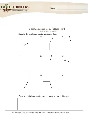 Grade 4 Math: Shapes Classifying — worksheet preview