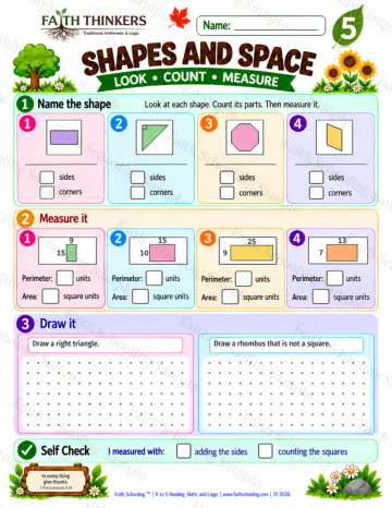 5th Grade math worksheet — Perimeter and Area Practice 4