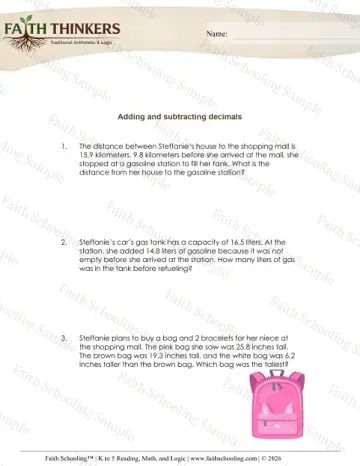 4th Grade math worksheet — Word Problems Decimals 8