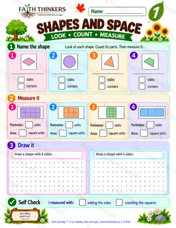 1st Grade math worksheet — 2D Shapes Practice 4