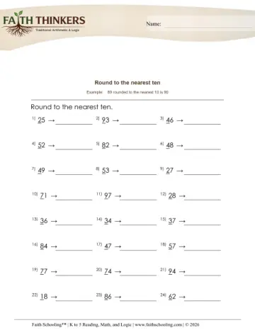 Grade 2 Math: Rounding — worksheet preview
