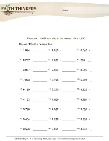 Grade 5 Math: Round Digit — worksheet preview