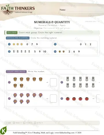 Kindergarten math worksheet — Numeral Formation (Practice 4)
