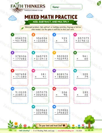 5th Grade math worksheet — Summer Mixed Practice 5