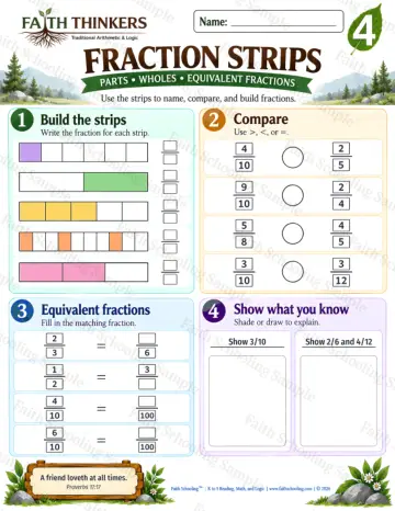 4th Grade math worksheet — Fractions Practice 6