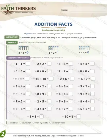 2nd Grade math worksheet — Addition Facts (Practice 9)