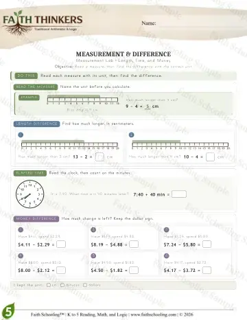 5th Grade math worksheet — Measurement (Practice 6)