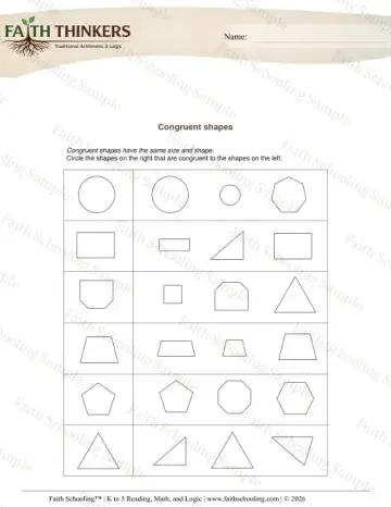 2nd Grade math worksheet — 2D and 3D Shapes. Geometry Congruent Shapes 3