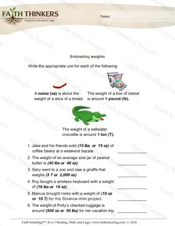 4th Grade math worksheet — Estimating Measurements 11