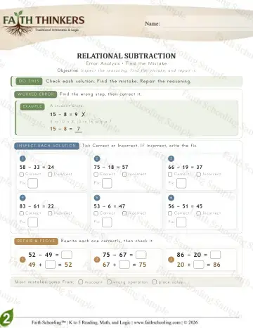 2nd Grade math worksheet — Reasoning & Fluency - Error (Practice 2)
