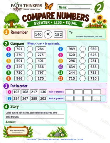 2nd Grade math worksheet — Comparing Numbers Practice 7