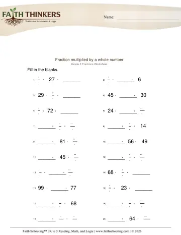 Fractions Multiply Whole Number Missing 1 (Practice 2)
