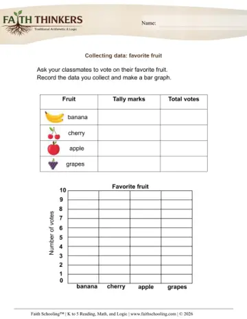 Grade 1 Math: Collecting Sorting Data — worksheet preview