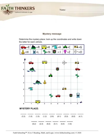 Grade 4 Math: Coordinate Plane — worksheet preview