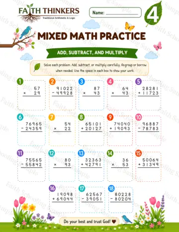 4th Grade math worksheet — Spring Mixed Practice 6