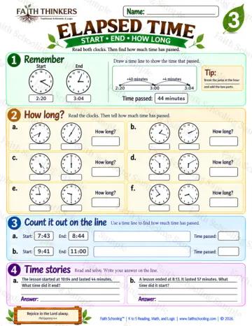 3rd Grade math worksheet — Elapsed Time Practice 8