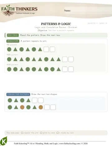 Kindergarten Math: Logic And Cumulative Review — worksheet preview