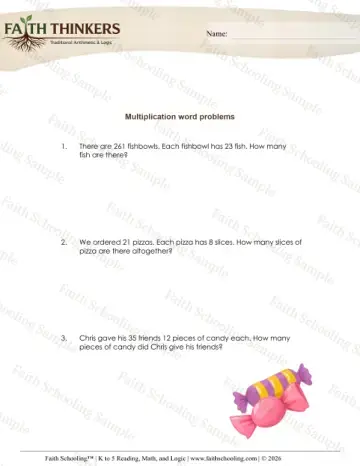 3rd Grade math worksheet — Multiplication Word Problems Sentences 8