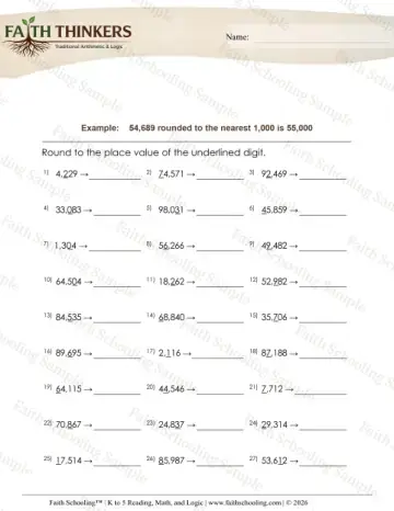 5th Grade math worksheet — Mixed Rounding Digit 3 (Practice 2)