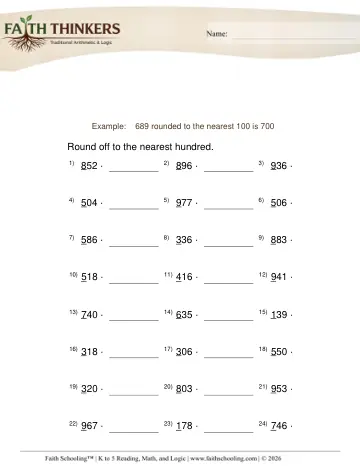 Grade 3 Math: Rounding Numbers — worksheet preview