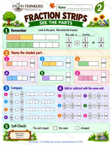 2nd Grade math worksheet — Fractions Practice 8