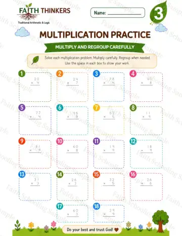 3rd Grade math worksheet — Summer Multiplication Practice 9