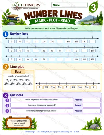 3rd Grade math worksheet — Number Lines Practice 9