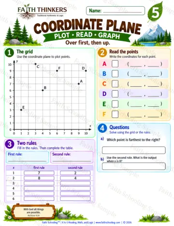 5th Grade math worksheet — Coordinate Plane Practice 6