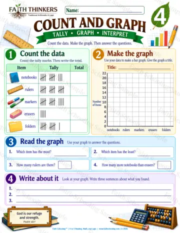 4th Grade math worksheet — Data Practice 8