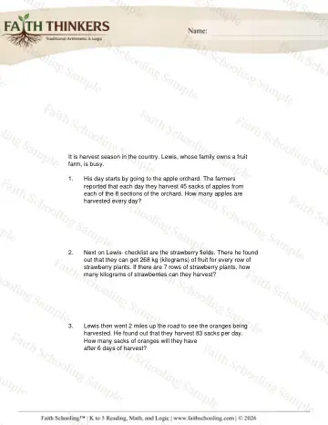 3rd Grade math worksheet — Multiplication Word Problems C2 2