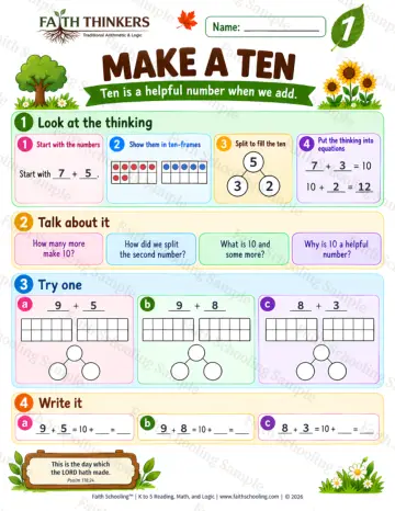 1st Grade math worksheet — Make A Ten Practice 7