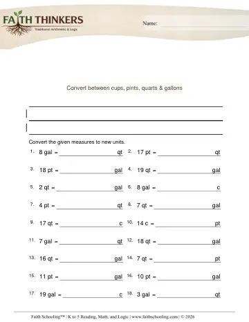 Grade 3 Math: Converting Units — worksheet preview